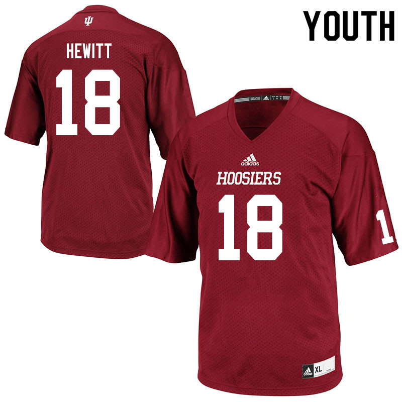 Youth #18 Jacolby Hewitt Indiana Hoosiers College Football Jerseys Sale-Crimson